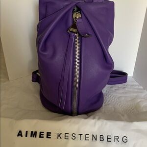 Aimee Kestenberg Purple Backpack with Diagonal Zipper